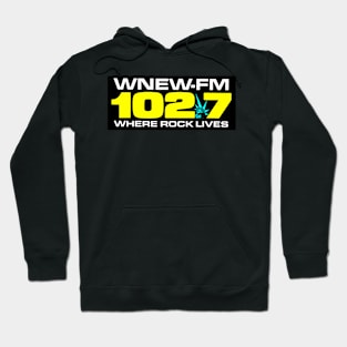 WNEW FM 102.7 Where Rock Lives Throwback Design 1990s Hoodie